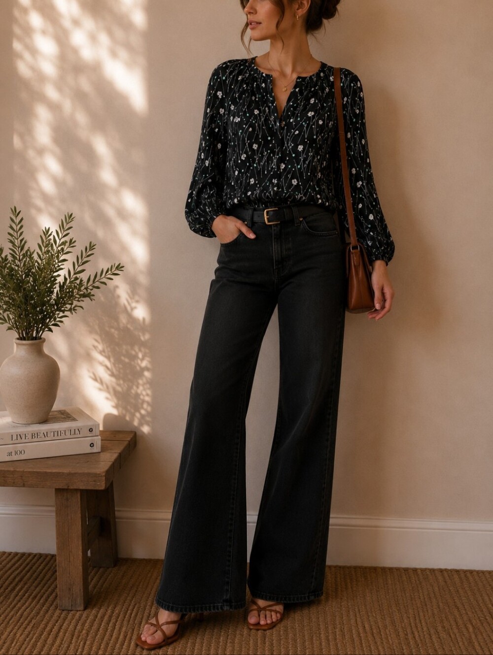 Lila Rose Navy Floral Blouse